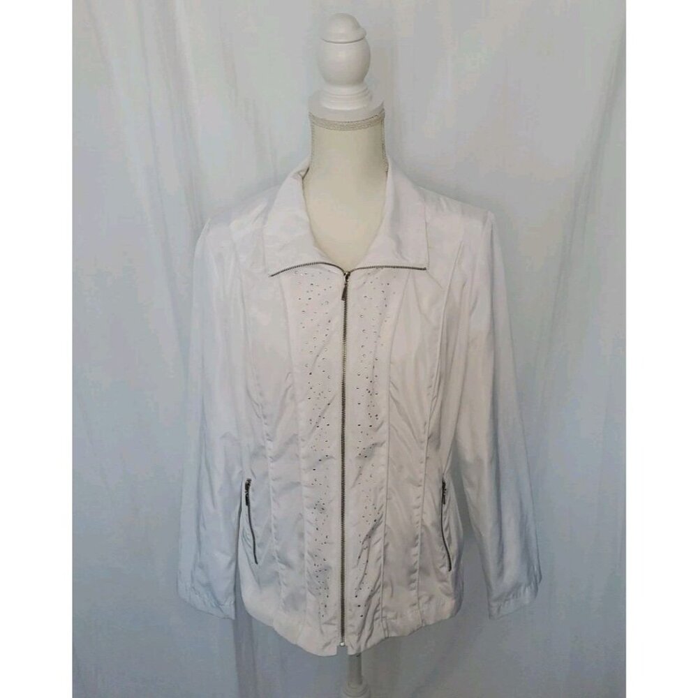 Laura Ashley Regatta Jacket Embellished White Full Zip Womens Sz. Med. MSRP $114 - Picture 2 of 16